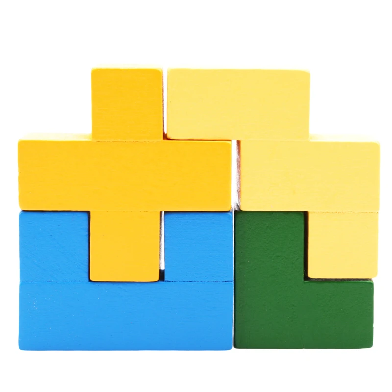 Тетрис игра деревянная головоломка Танграм красочный квадрат IQ игра головоломка интеллектуальные Обучающие игрушки для детей от AliExpress WW