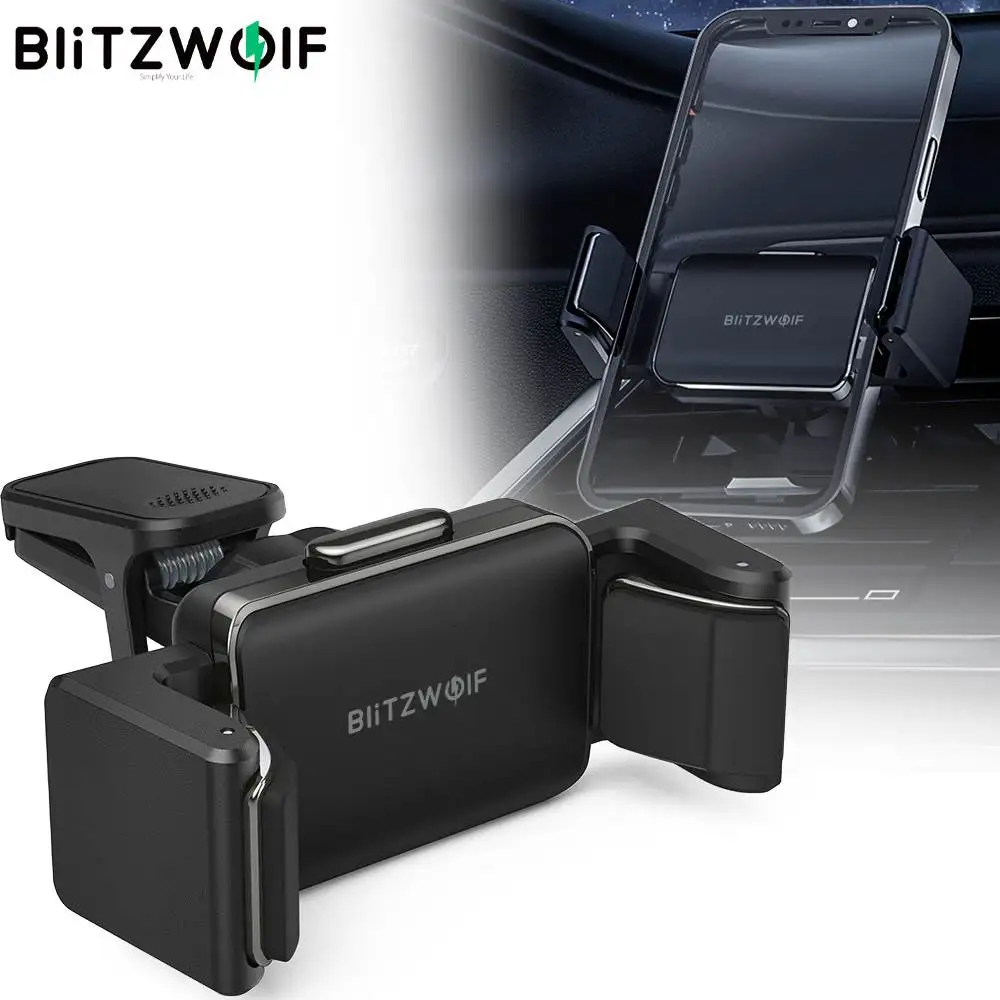 

BlitzWolf BW-CF1 Clip-on 360° Rotation Car Air Vent Auto Memory Lock Mobile Phone Holder Stand Bracket for iPhone 12 11 Pro