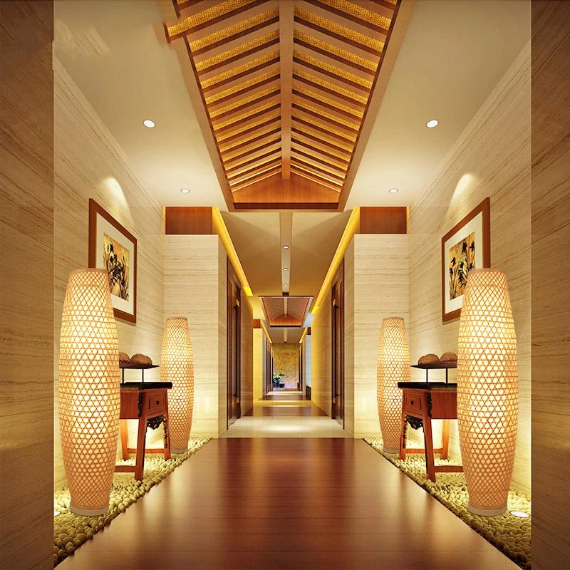 Бамбуковая плетеная ваза из ротанга Напольная Лампа современный Азиатский