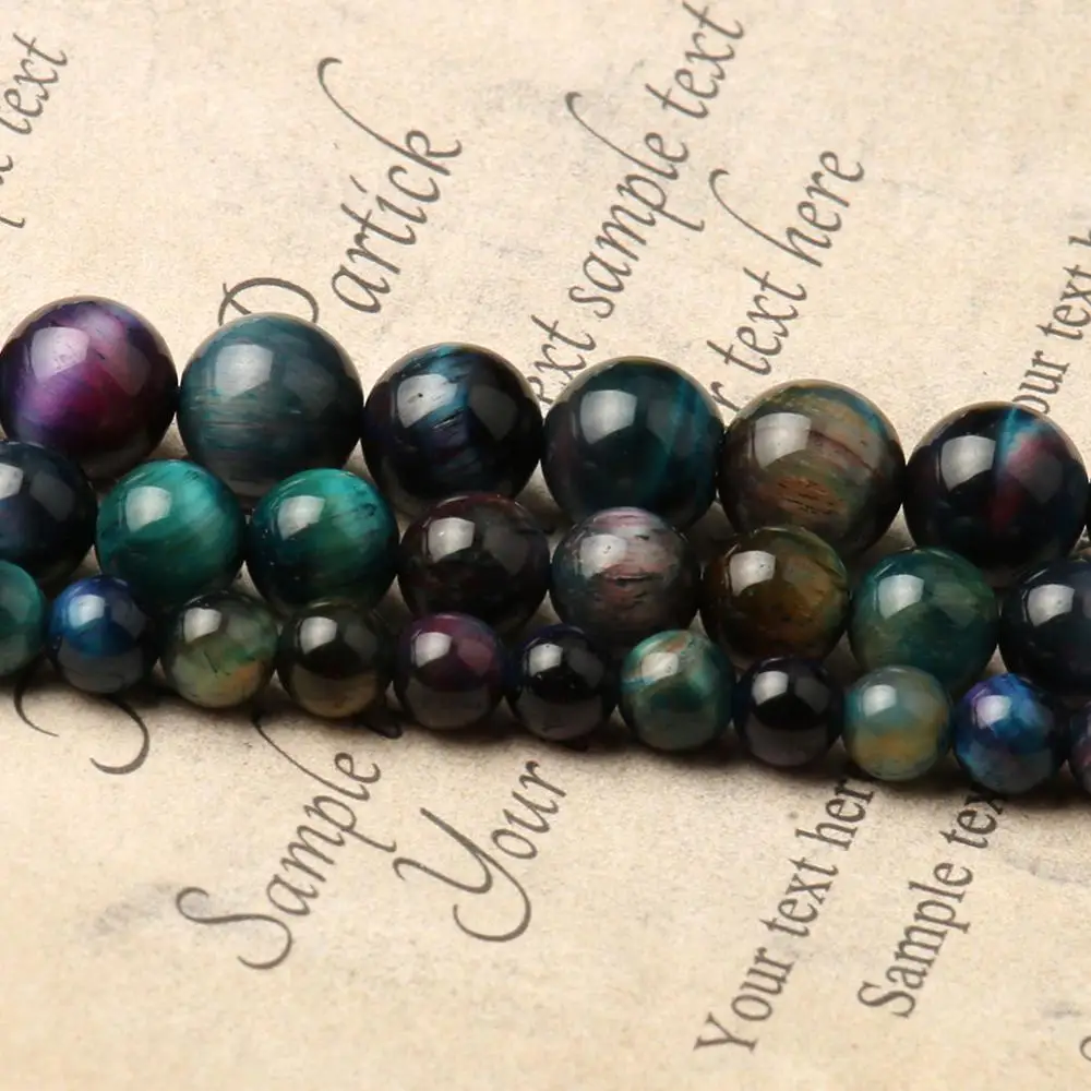 

Natural Stone Multicolor Tiger Eye Round Loose Beads For DIY Jewelry Making Bracelet Necklace Accessories 15''Inches 6 8 10mm