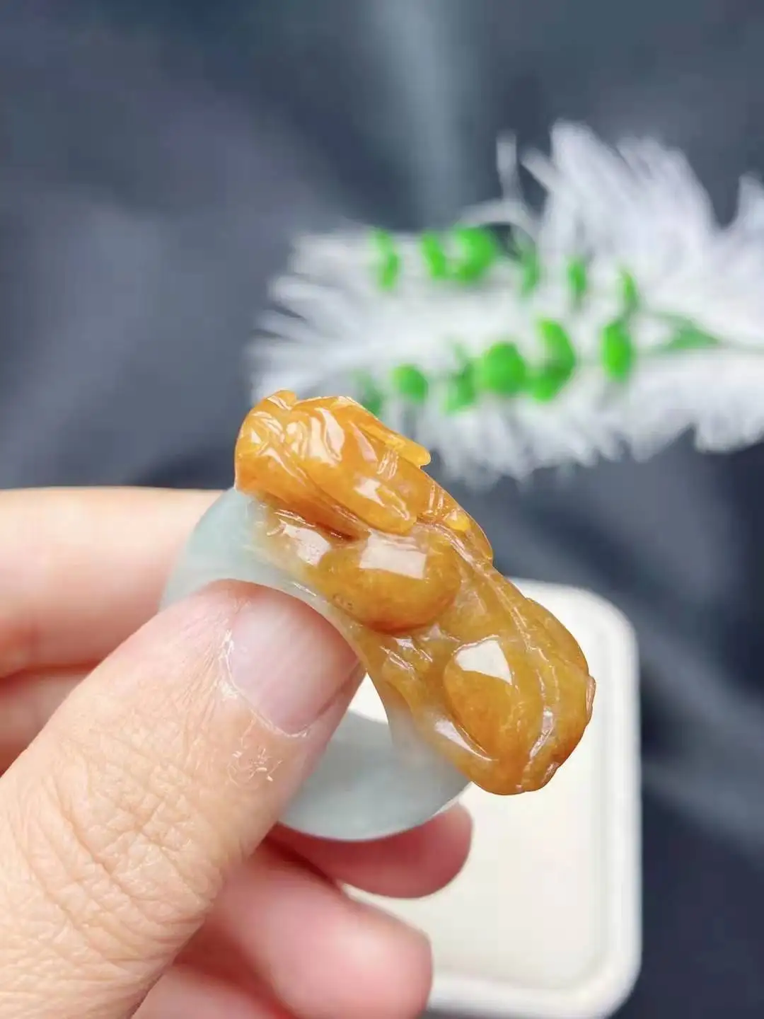 

Natural yellow jade ring hand-carved brave troops jadeite jade women men rings natural stone real jade jewelry jade gift jewelry