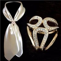 3d shawl scarf buckle women stewardess accessories corsage brooch with rhinestones badges female jewelry for clothes metal