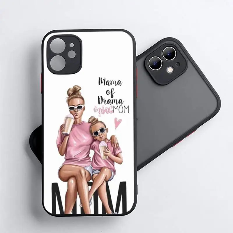 

Super Mama baby mom girl love Phone Case Matte Transparent for iPhone 7 8 11 12 s mini pro X XS XR MAX Plus coque