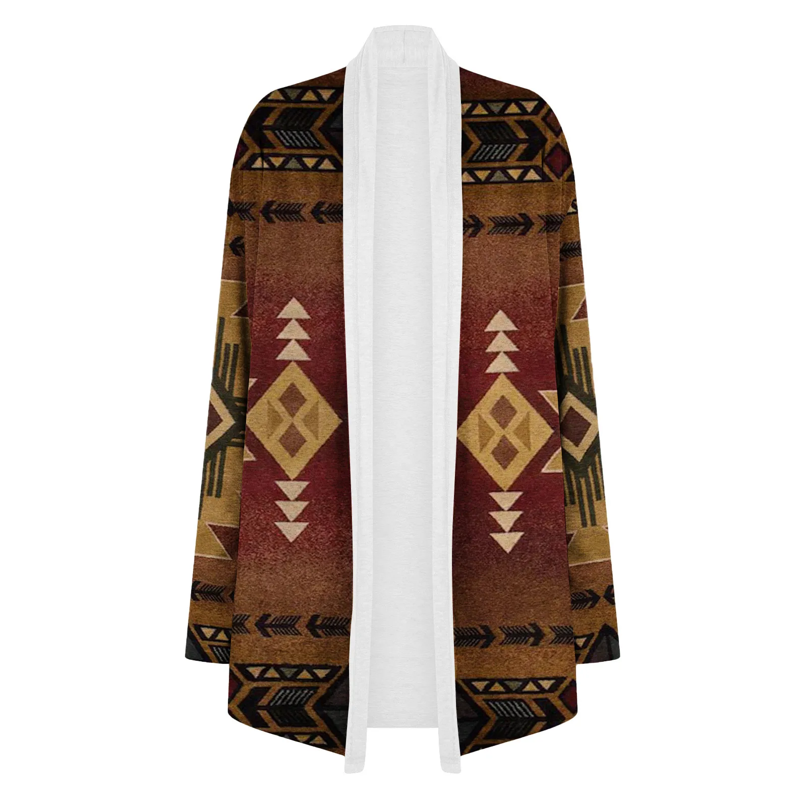 Aztec этнический принт Ретро Западный WesternCasual Ацтекский Принт Рубашка с длинным