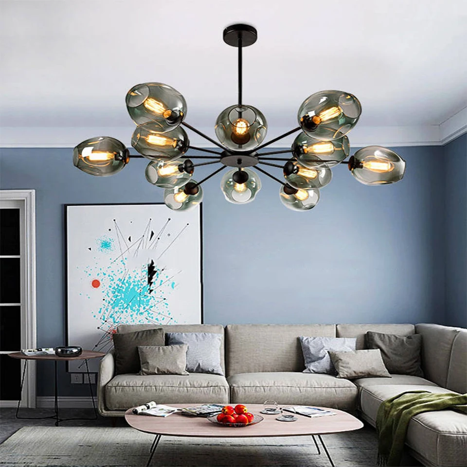 

Modern Led Glass Chandelier Creativity Loft Living Room Bedroom Interior Suspended Lamp Kitchen Home Decoration Lighting Lamp