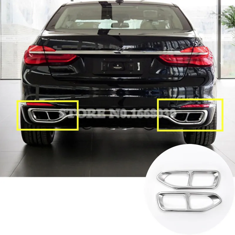 

Rear Exhaust Muffler Tail Pipe Cover 2pcs For BMW 7 Series G11 G12 2016-2018 Car accesories interior Car decoration