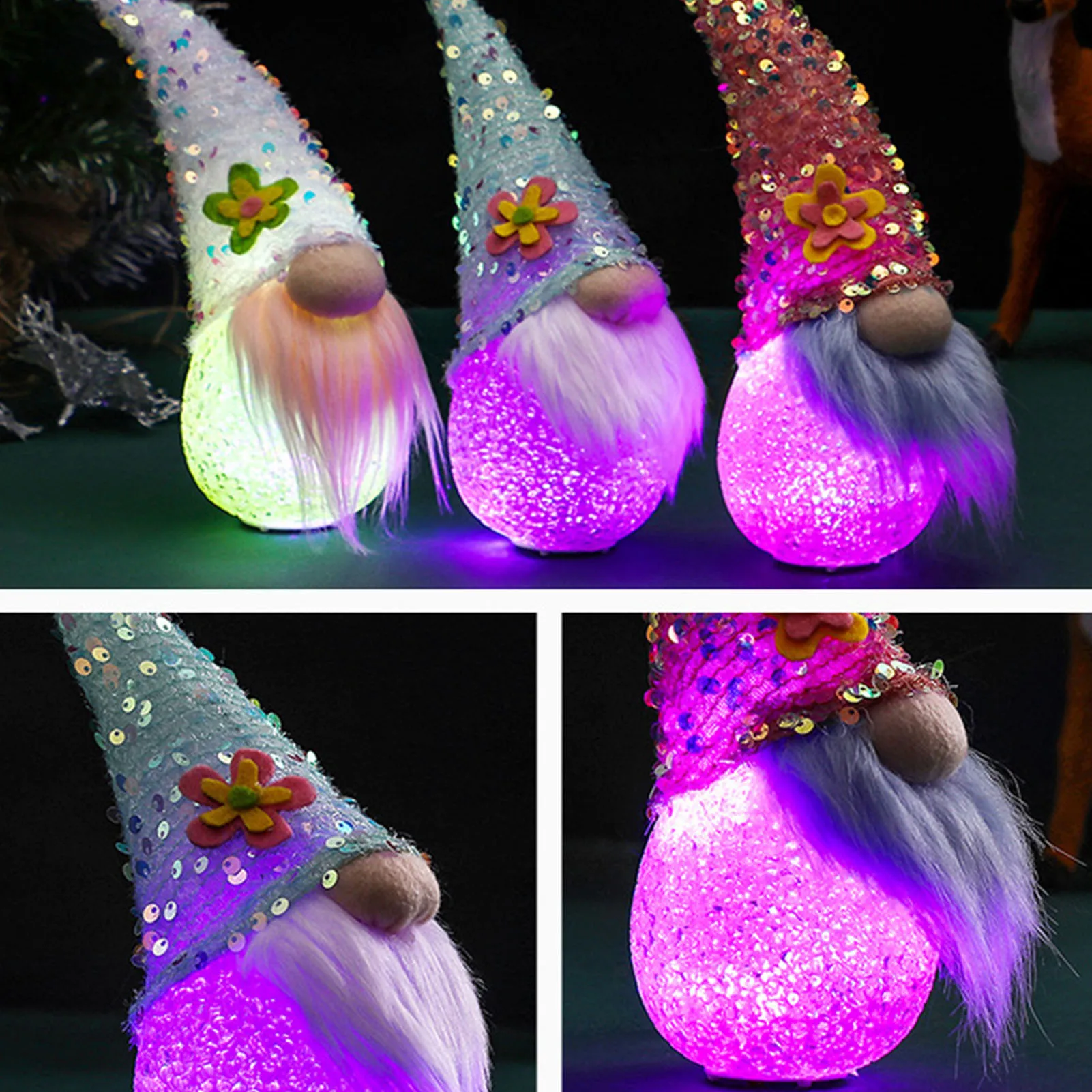 

Easter Gnome Lighting Desktop Faceless Doll Decoration non-toxic, non-odor, soft and comfortable Lighting Design little flowers