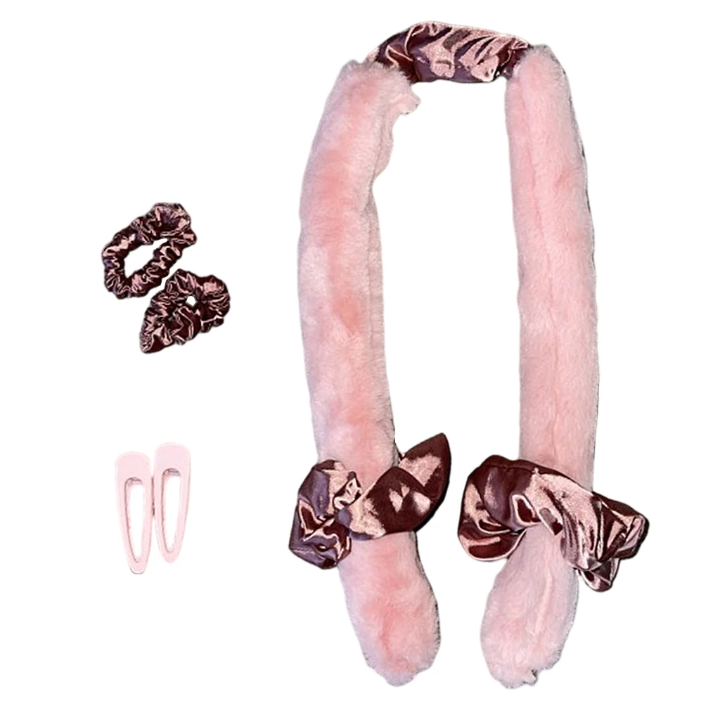 

No Heat Hair Curlers Flannel Headband Curling Rollers Long with 2 Hair Loops