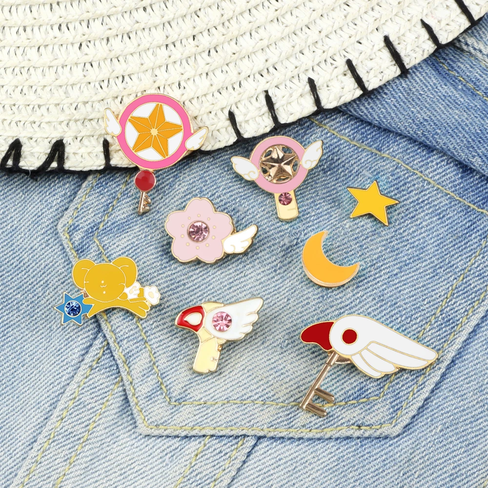 Разнообразные эмалированные булавки в форме сакуры волшебные карточки с героями