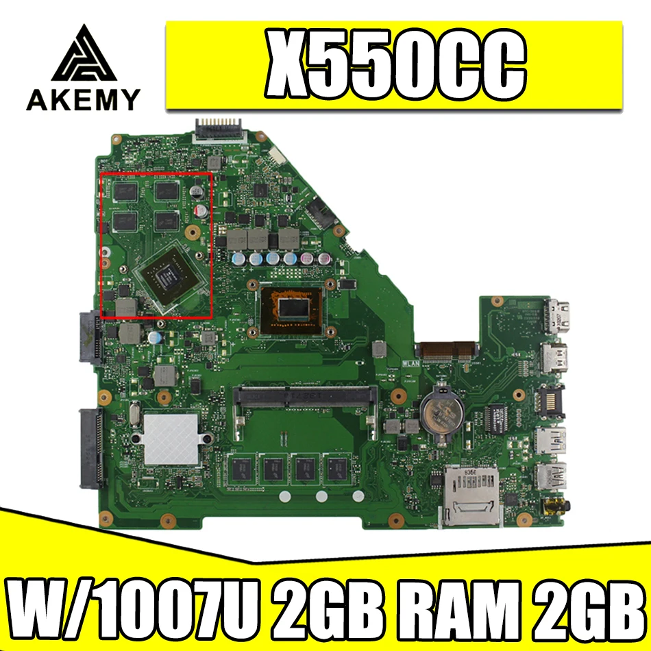

AKEMY X550CC Mainboard For ASUS X550CL X550VB X552C A550C A550V Laptop Motherboard Mainboard W/ 1007U 2GB-ARM 2GB GPU