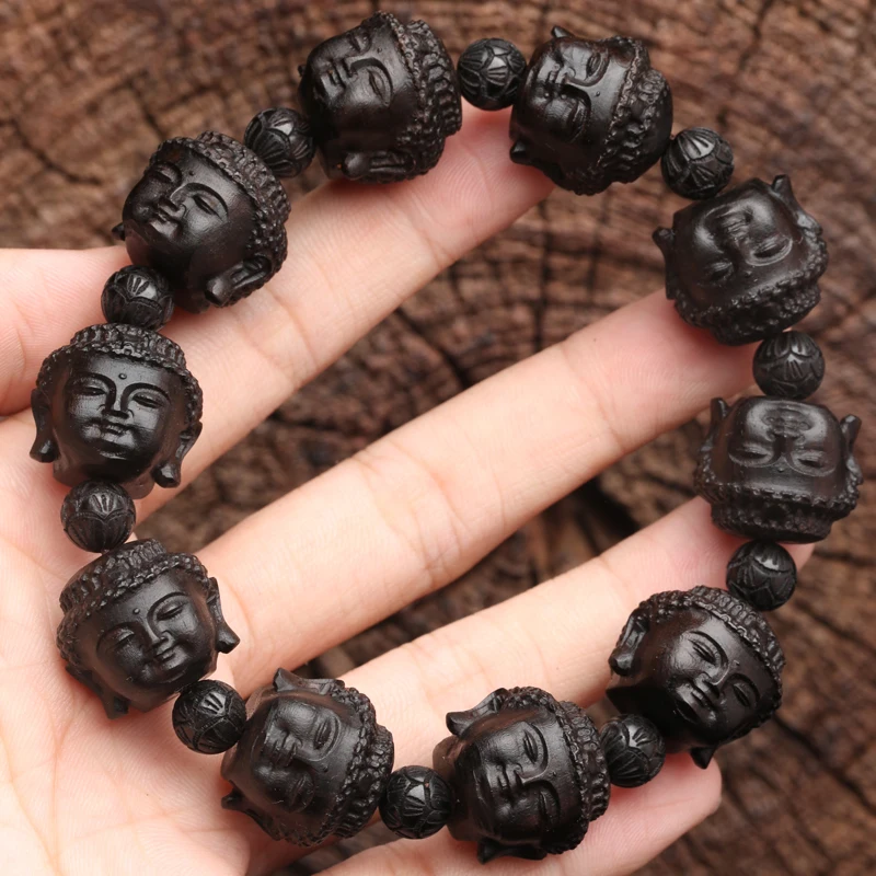 Браслет Шакьямуни из натурального черного дерева буддизм тибетский буддистский