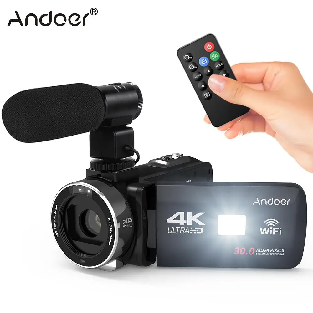Цифровая видеокамера Andoer 4K Ultra HD Wi Fi DV записывающее устройство с микрофоном 16