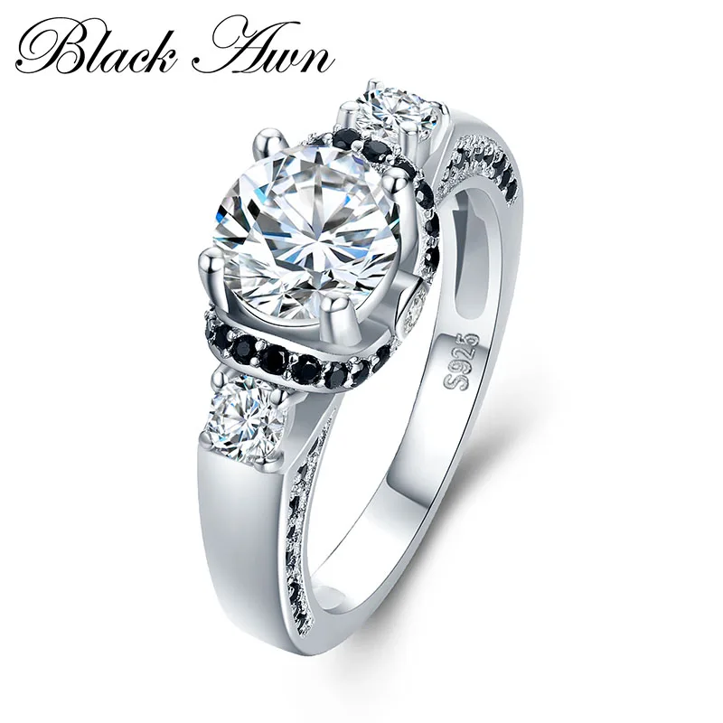 BLACK AWN 2021 New Genuine 100% Sterling 925 Silver Jewelry Square Engagement Rings for Women Gift C433