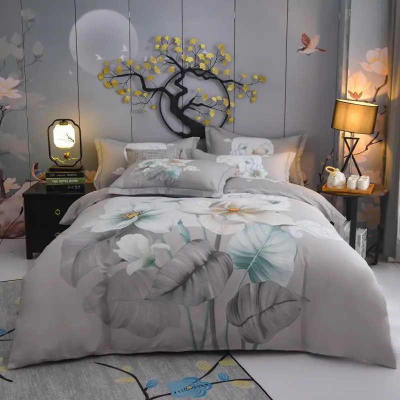 

45 Floral 100% Cotton Super Soft Bedding set Vibrant Flowers Comforter Cover Flat Bed sheet Duvet Cover Pillowcases