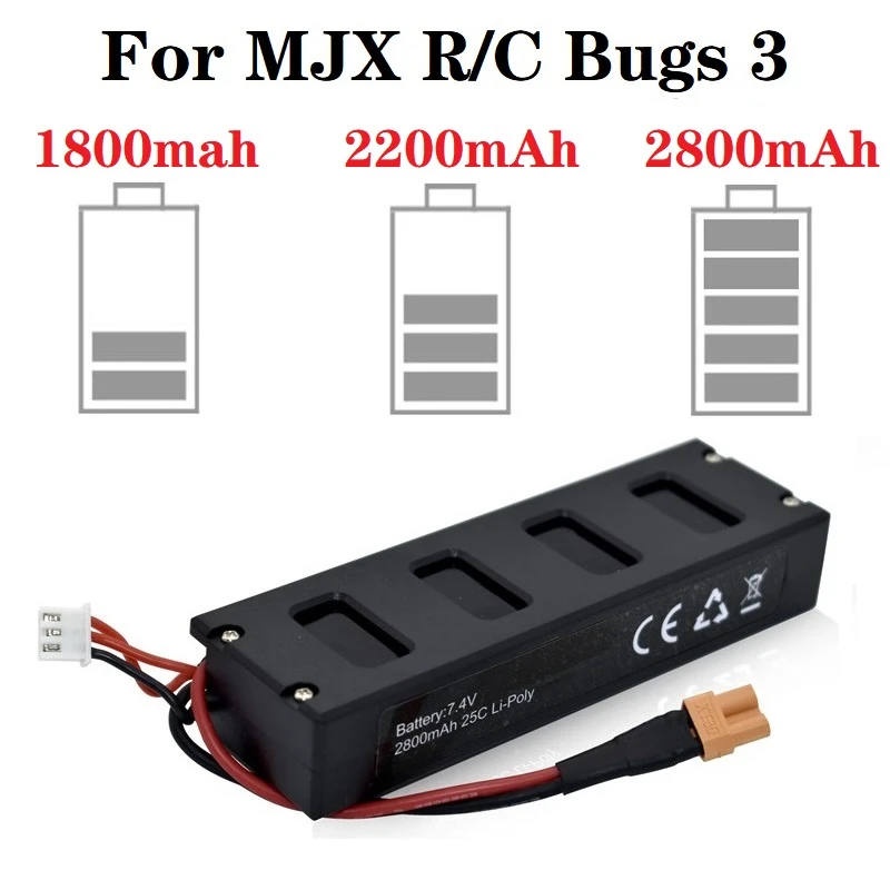

Upgrade 7.4V Drones Battery For MJX R/C Bugs 3 / B3 2s 1800mAh 2200mAh 2800mah Lipo Battery for MJX B3 RC Quadcopter Spare Parts