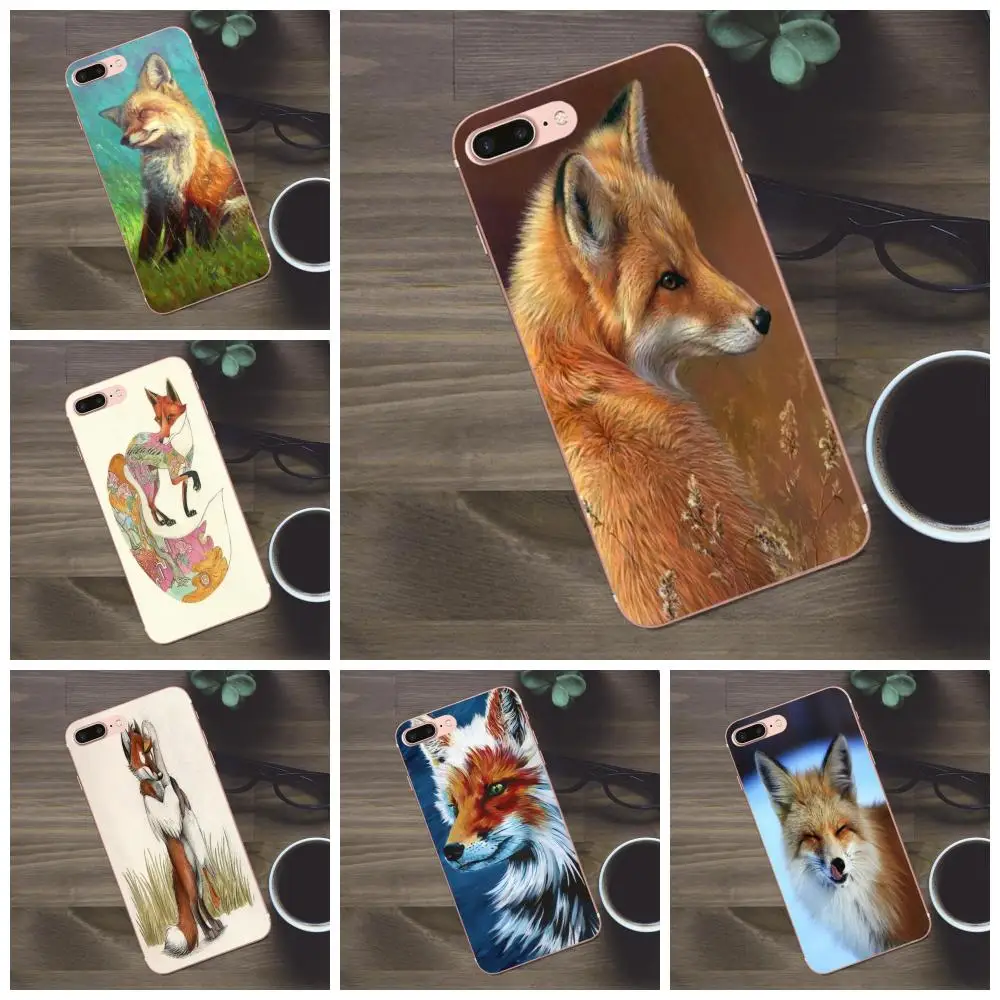 Bixedx лиса масляная краска животное для Apple iPhone 4 4S 5 5C SE 6 6S 7 8 Plus X Galaxy A3 A5 J1 J2 J3 J5 J7 2017