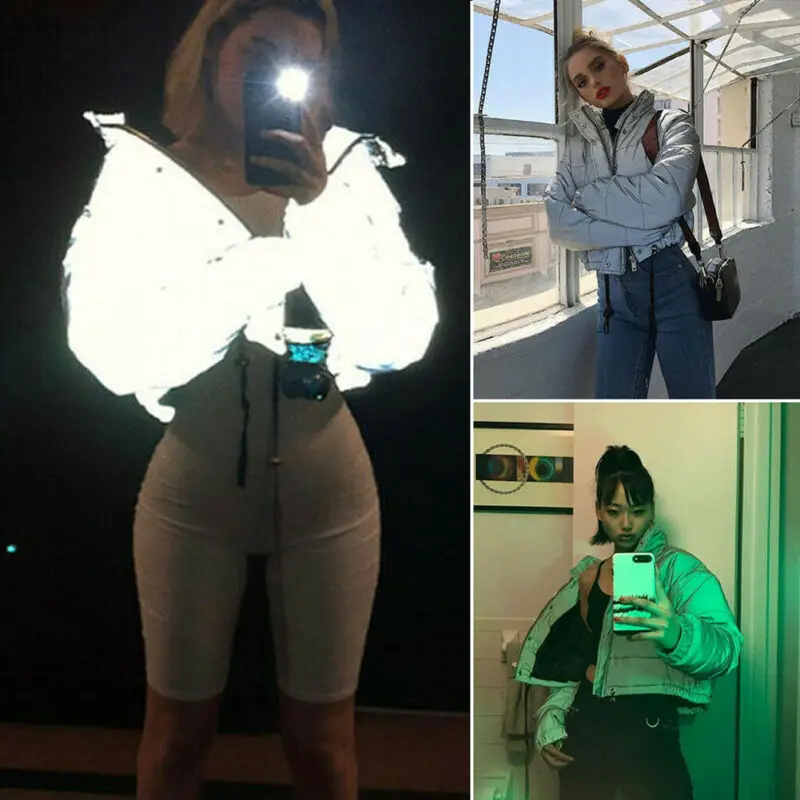 Короткая парка для молодых девушек теплая верхняя одежда Блестящая серебряная