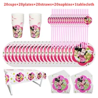 disney minnie mouse birthday party supplies disposable tableware cups napkin plate tablecloth balloon decoration baby shower