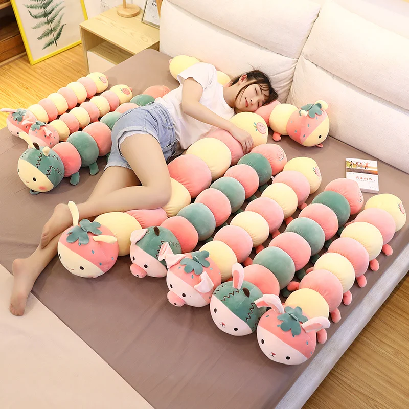 

Cute fruit caterpillar doll plush toy comforts children sleeping pillow long pillow little girl doll