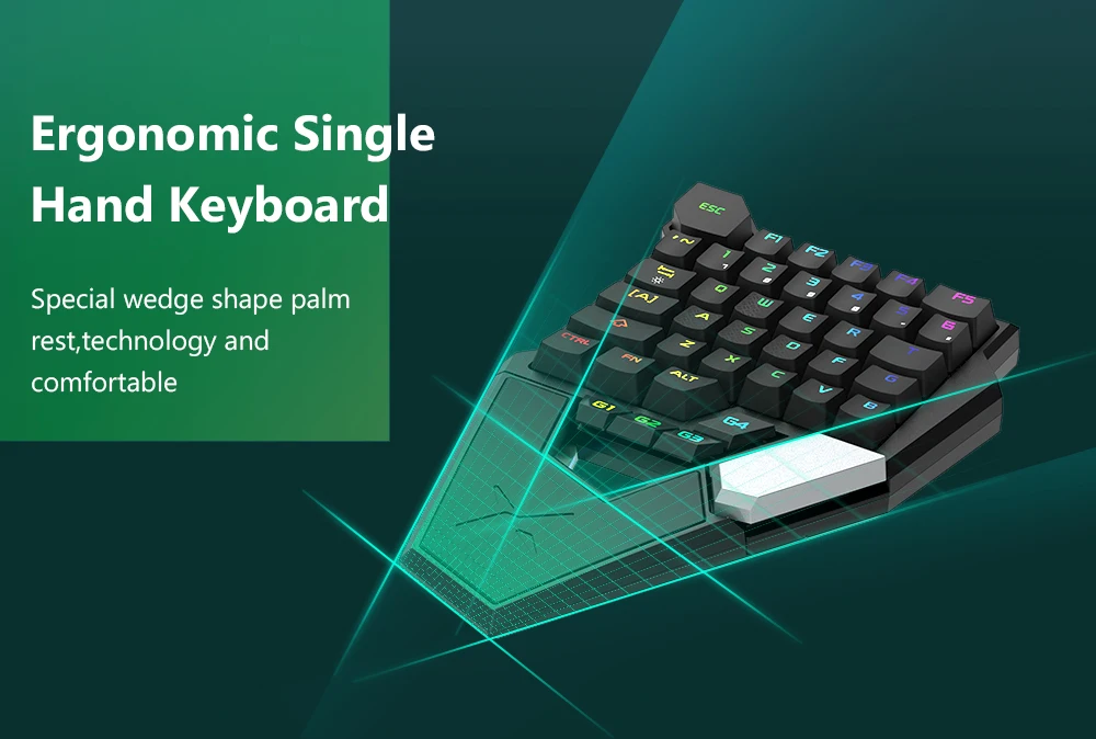 DELUX T6 Одноручные механические игровые клавиатуры складной RGB 39 ключ полностью программируемая Проводная клавиатура для ноутбука PC Gamer