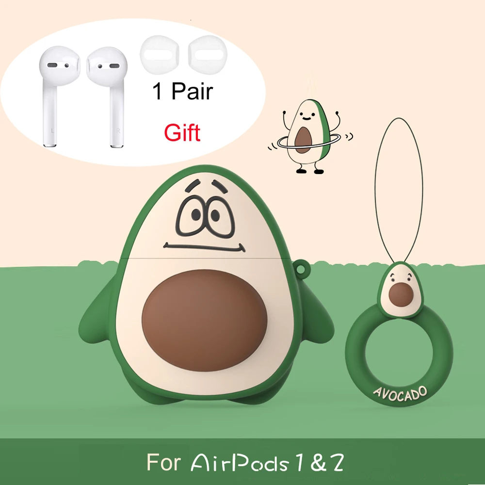 Чехол для наушников Airpods 2 милый силиконовый чехол с принтом авокадо Apple Air pods