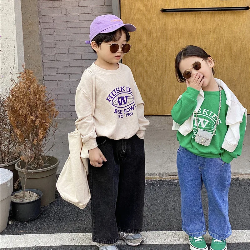 

Детская кофта с длинным рукавом и буквенным принтом, на весну/осень