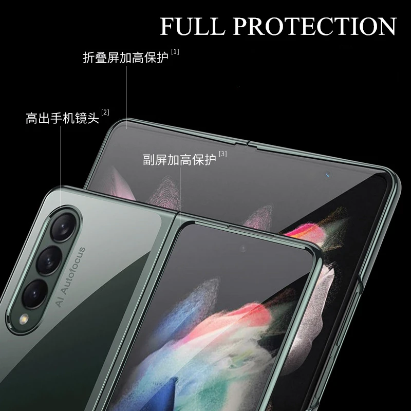 luxury plating transparent hard case for samsung galaxy z fold 3 fold 2 phone case hard plastic hard clear cover for z fold3 5g free global shipping