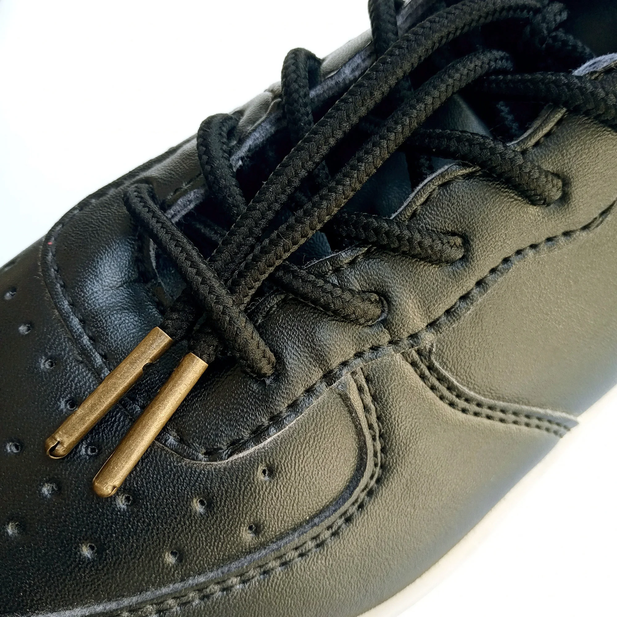 

1Pair Flat Round Waxed Cotton Dress Shoelaces Polyester Laces with Gold Silver Gun Copper Metal Tips Fit All Sneaker Shoes Boots