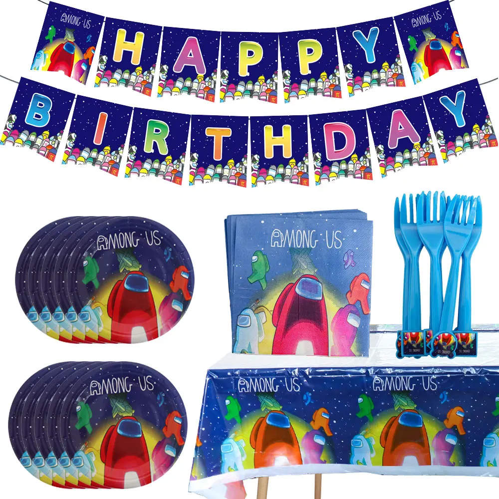 

Game Party Supplies Video Game Party Favors For 10 Guests Disposable Plate Napkin Banner Tablecloth Fork Set For Kids Birthday