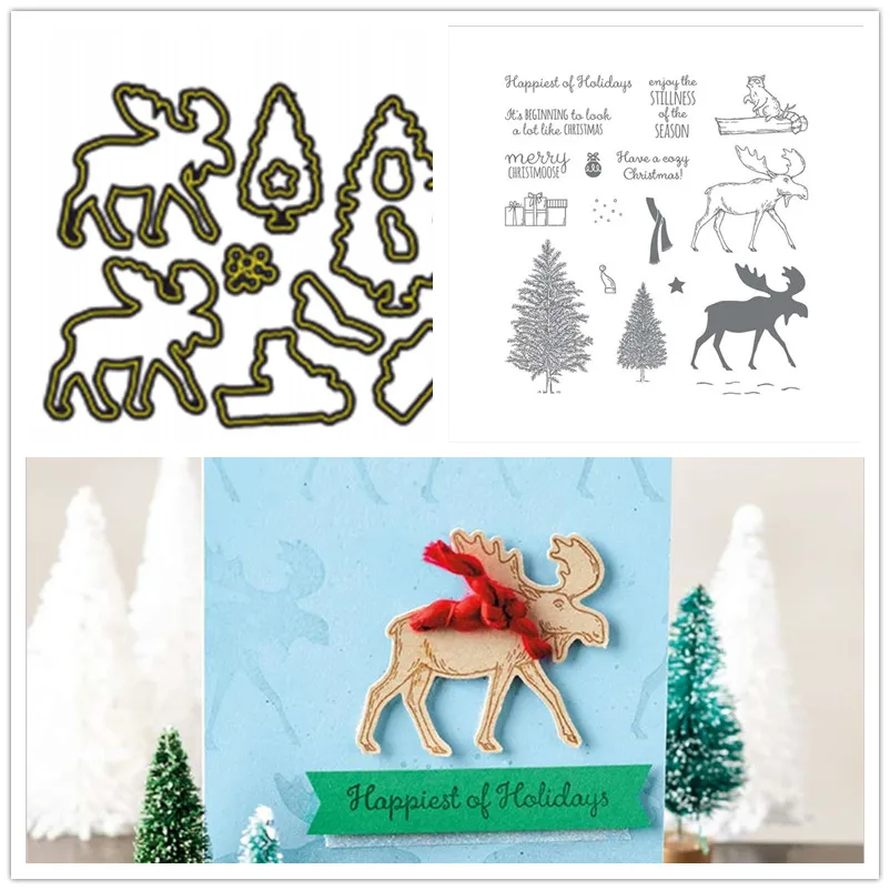 

MOOSE Metal Cutting Dies & Stamps and Dies New Arrival Christmas Stencils for Decor Scrapbooking Stamping Arts Crafts Sewing