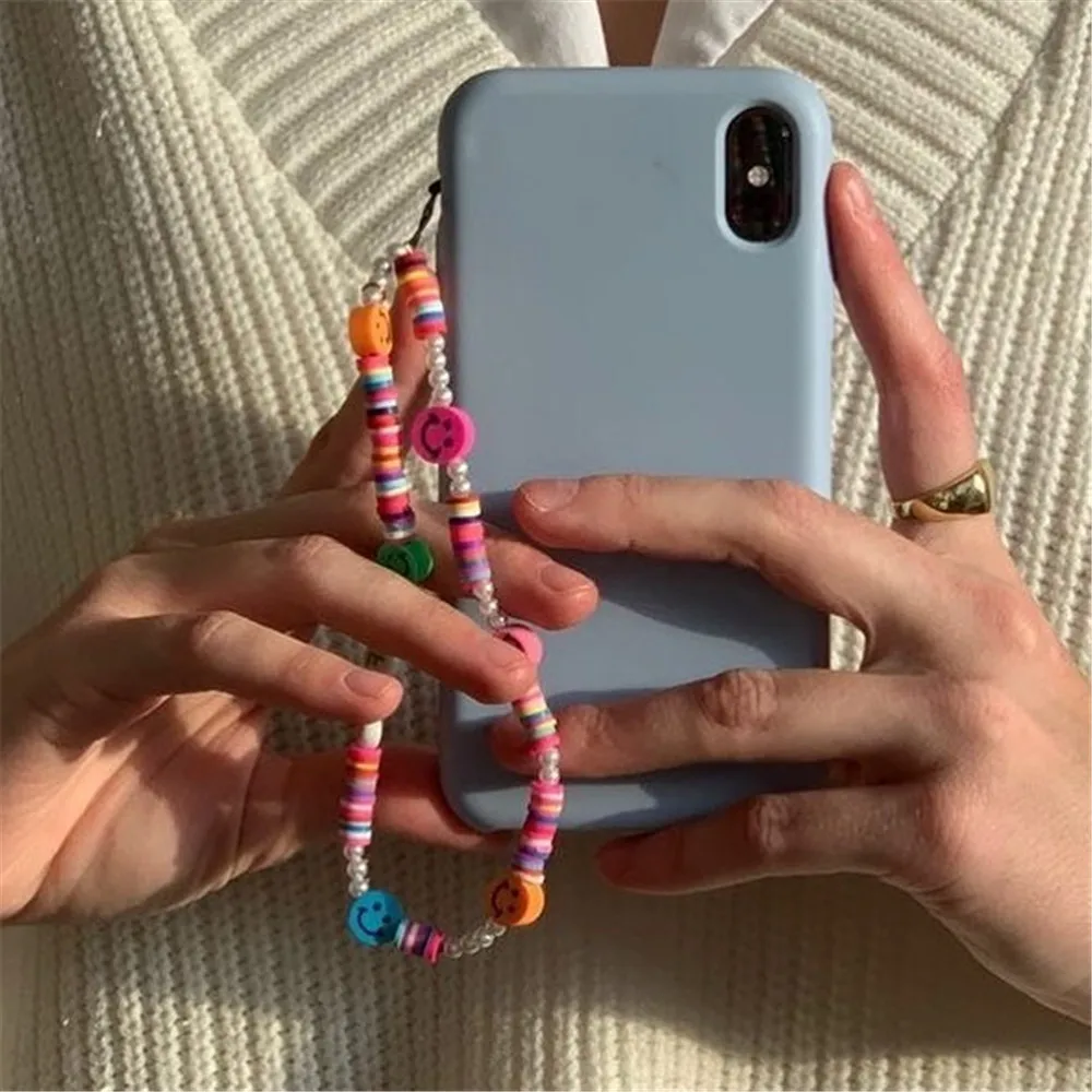 Цепочка Женская цветная из акрилового шнура с улыбающимся бисером ручной работы