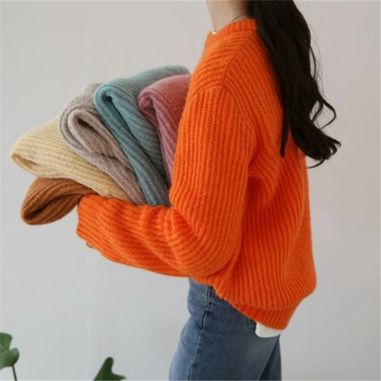Colorfaith New 2019 Autumn Winter Women's Sweaters Knitting O-Neck Fashionable Minimalist Tops Korean Style Loose Ladies SW5089 | Женская