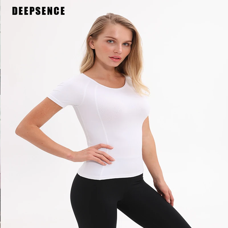 

DEEPSENCE Yoga Shirts Women Quick-Dry Short Sleeve Loose Gym Tops Fitness Running Workout Sport T-Shirts 2021 Summer Sports Wear