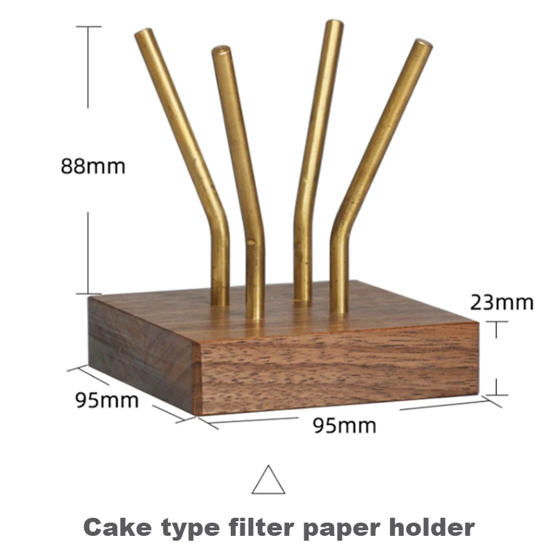

Brass Walnut Filter Paper Holder Wooden Base Copper Coffee Filter Shelf Filtering Paper Storage Holder Coffee Tools For Barista