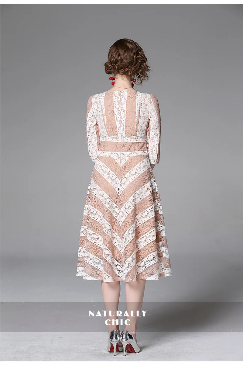 

Women's Dress Lace Party Girl's Dresses New Casual Solid Fashion Office Lady O-neck A-LINE Knee-Length Summer Houthion