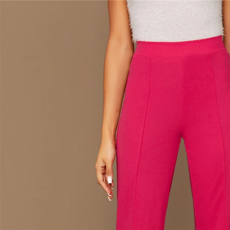 SHEIN Однотонные Широкие Прямые Брюки Офисные Стильные Брюки