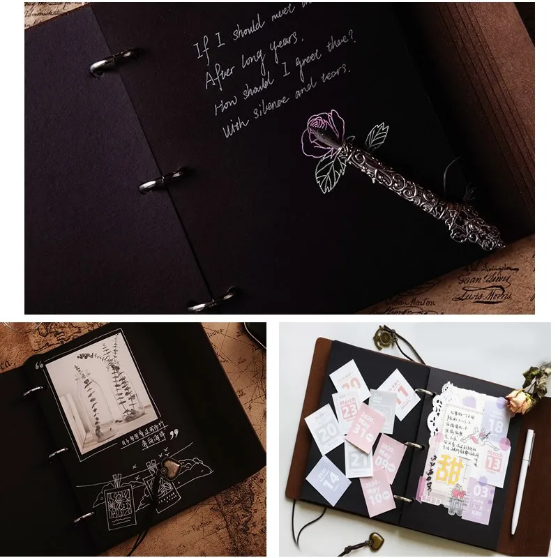 Черная бумага внутренняя страница блокнот Сделай Сам черный пустой эскиз книга