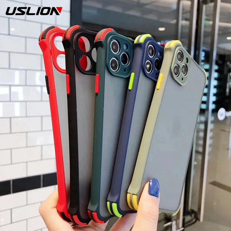 Защитный противоударный чехол USLION для iPhone 11 Pro Max XR XS X 8 7 Plus матовая прозрачная