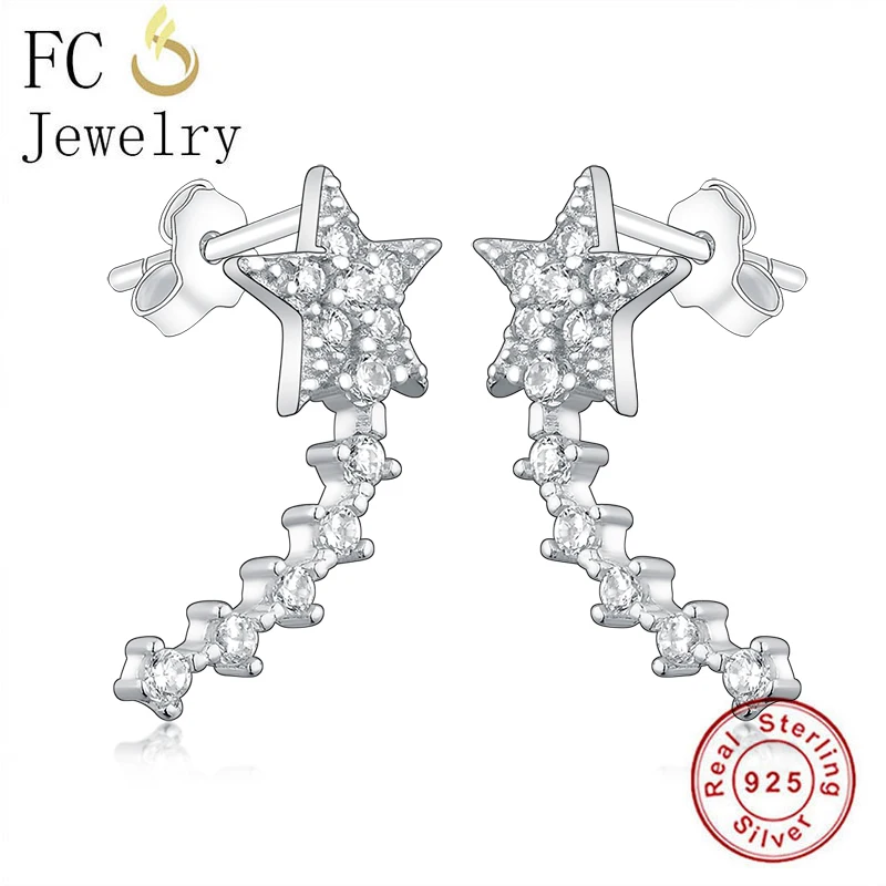 Женские серьги-гвоздики из серебра 925 пробы с фианитами | Украшения и аксессуары