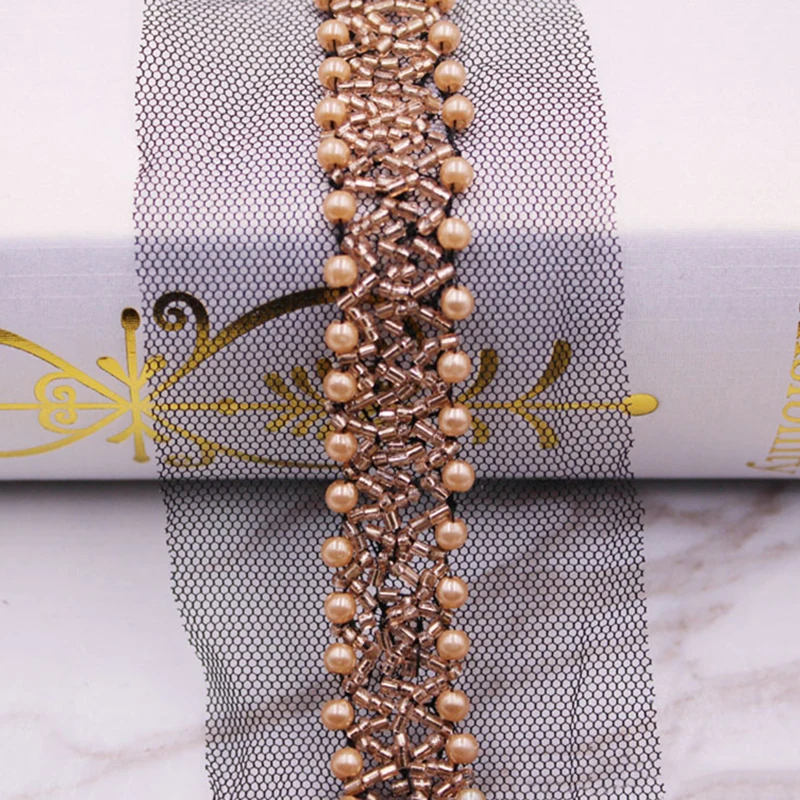 Кружево нейлоновое 15 мм 0 9 м с акриловыми бусинами | Дом и сад