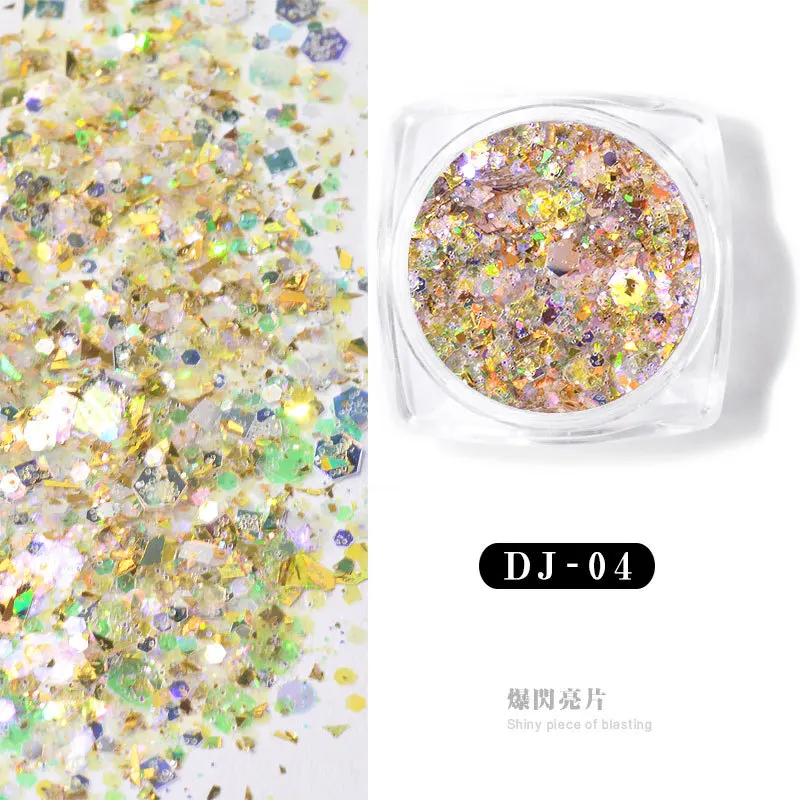 

Sequin Nail Art Decoration 12 Colors Flash Glitter Dust Ultraviolet Gel Polished Chrome Pigment Powder DIY Broken Piece