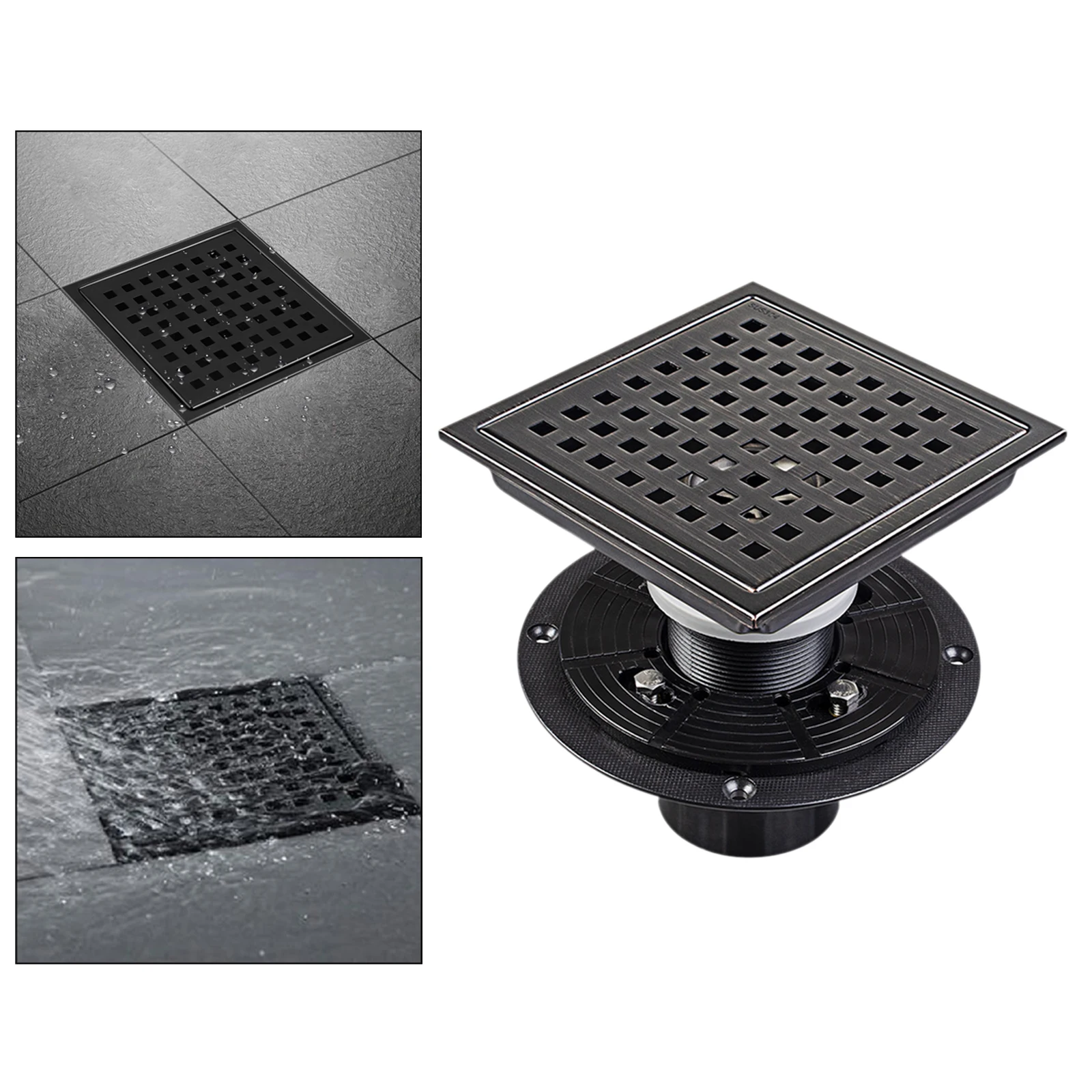 

6in Shower Floor Drain Shower Drain Removable Cover Invisible Hair Catcher