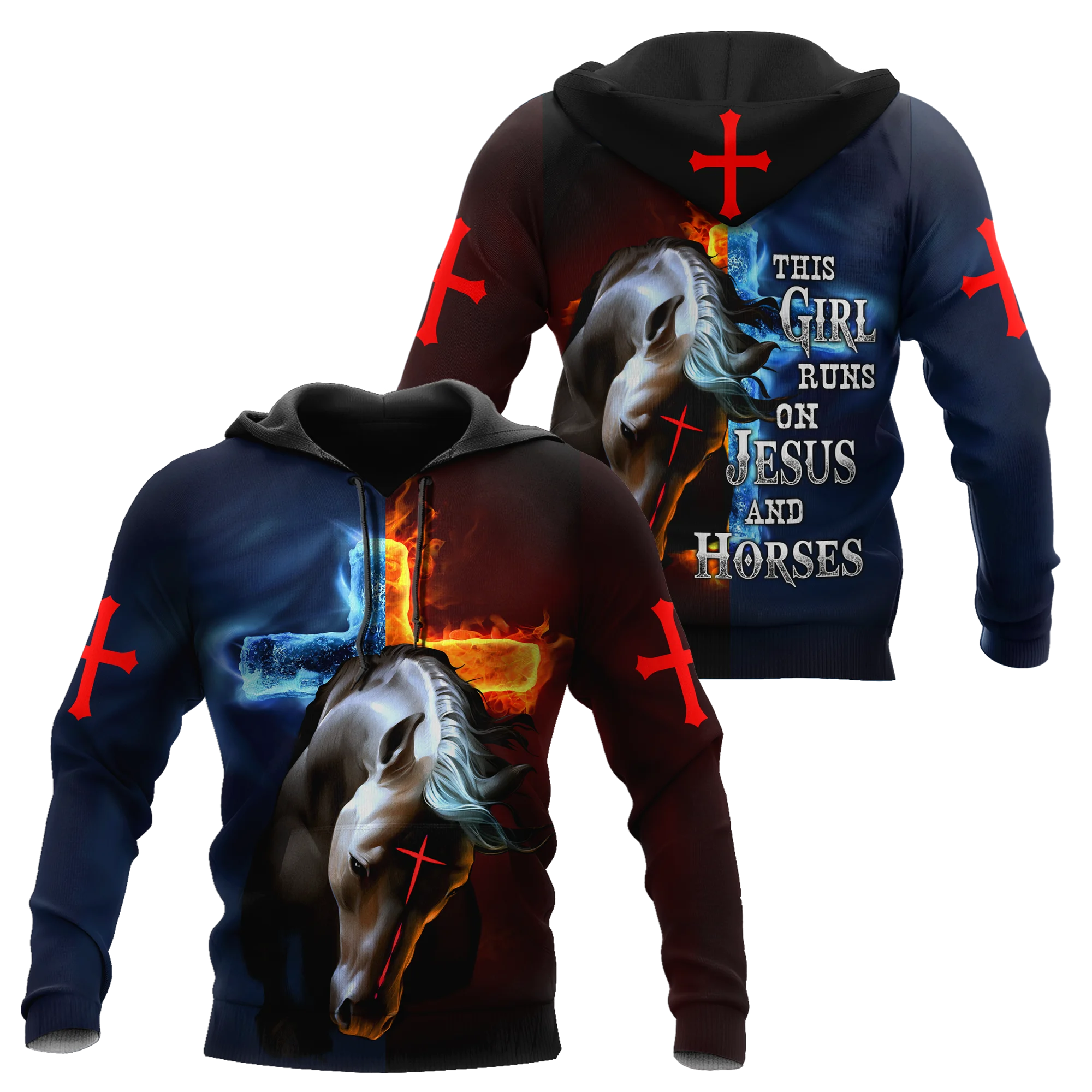 

This Girl Runs On Jesus And Horse Casual Hoodie Spring Unisex 3D Printing Sublimation Zipper Pullover Men/Women's Sweatshirt