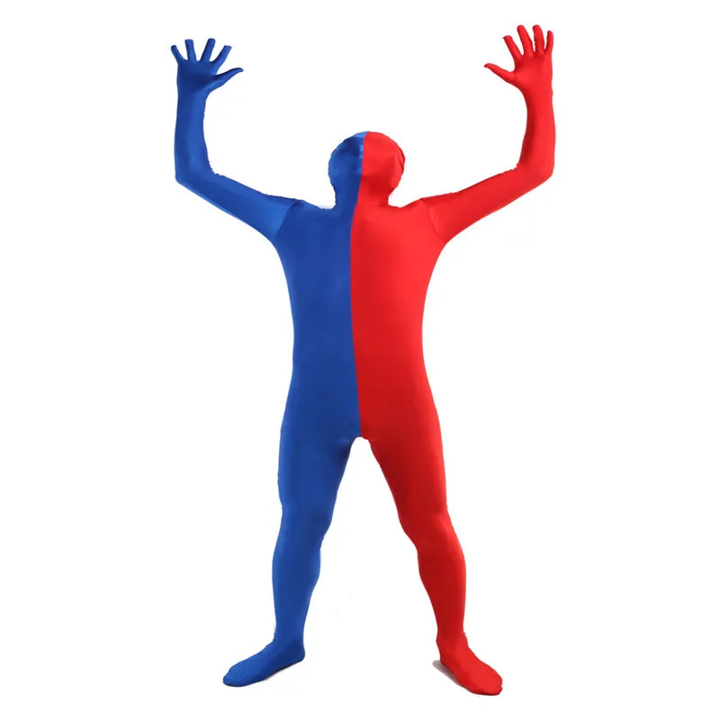 Комбинезон Zentai из лайкры в стиле пэчворк цветной облегающий костюм для Хэллоуина