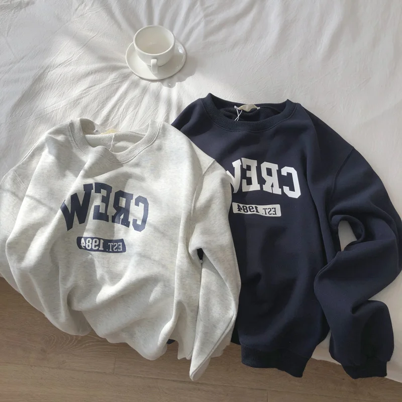 

American Retro Sweater for Women 2021 New Spring and Autumn Thin Top Without Hood Loose Korean All Match Jacket Trendy Ins.Kio