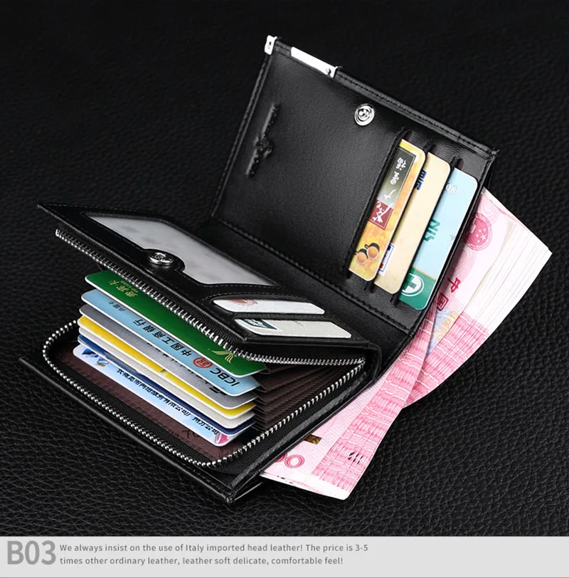 Кошелек Rfid мужской короткий на молнии Деловой держатель для карт спилок erkek cuzdan