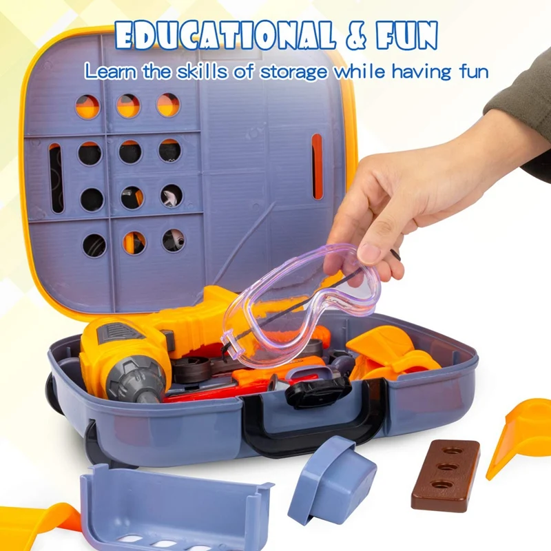 

Kids Tool Bench Toy Set Toddler 4 in 1 Engineer Role-Play Suitcase Simulation Carpenter Engineer Tools Pretend Playset