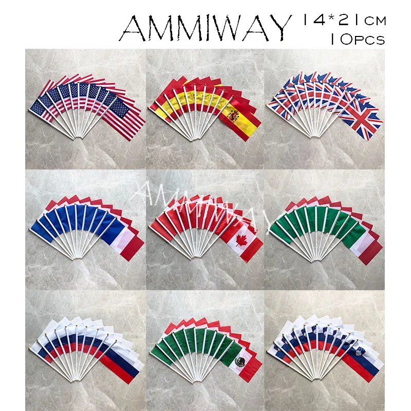 AMMIWAY 14x21 см 10 шт. украинский японский F1 гоночный кариертен Литва ручной флаг