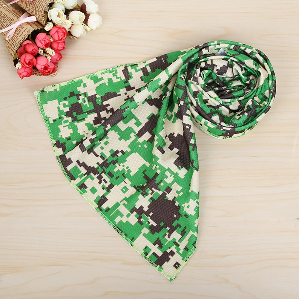 Спорт на открытом воздухе камуфляж печать Йога фитнес Heatstroke холодное полотенце