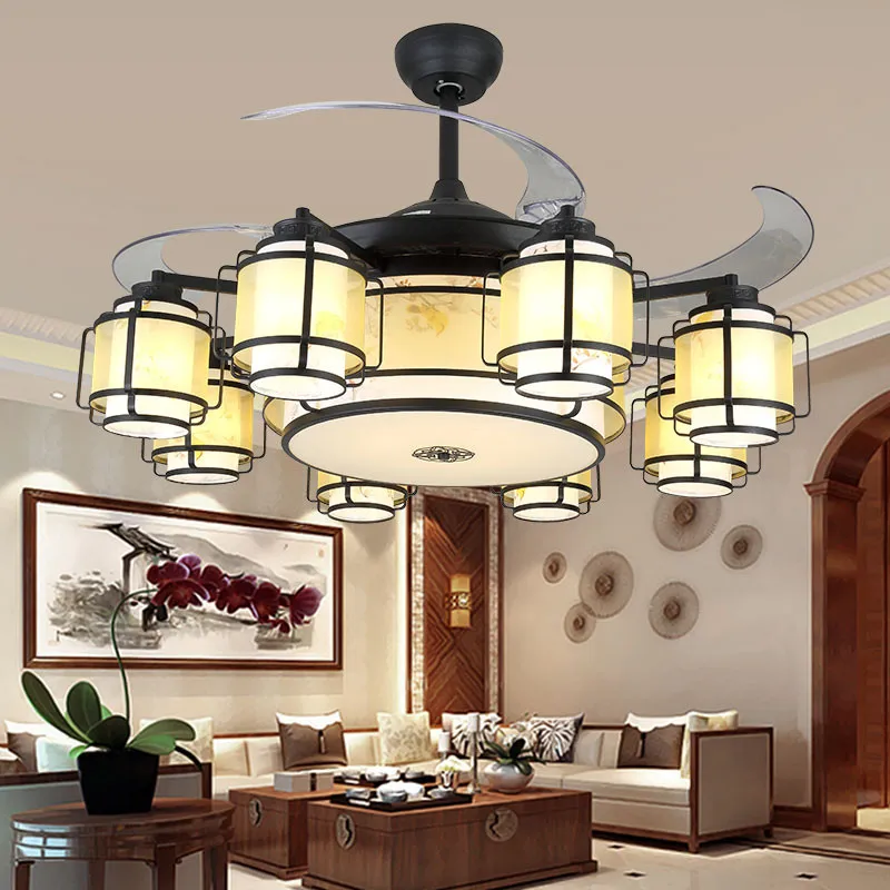 Современные потолочные светильники OUFULA с невидимым вентилятором и пультом